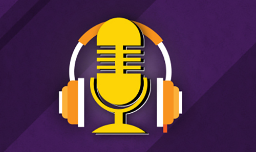 Digital representation of a microphone and headphones